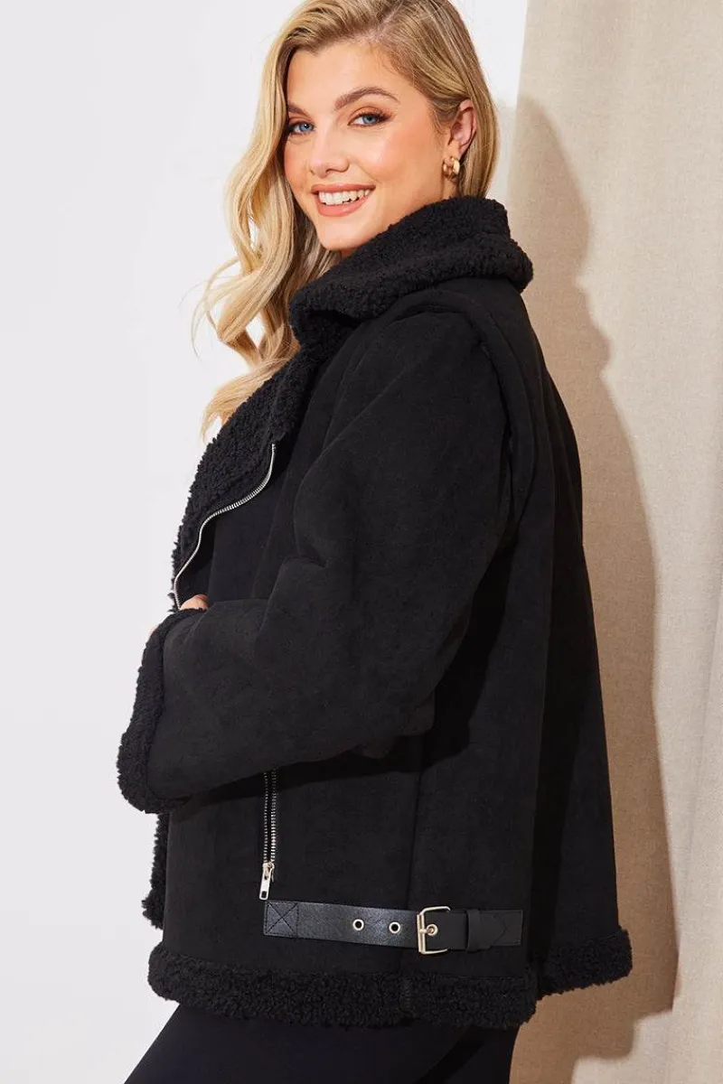 2 In 1 Aviator Coat Gilet|In The Style Clearance