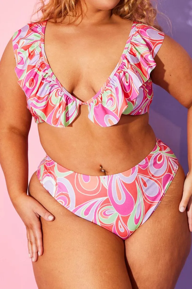 Abstract Print High Waisted Bikini Bottoms|Billie Faiers Outlet