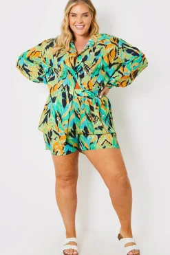 Abstract Printed Button Up Co-Ord Beach Shirt|In the Style Hot
