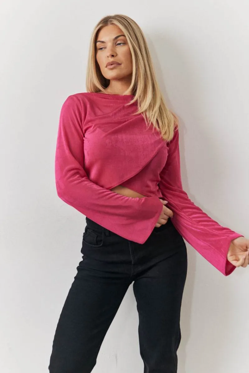 Acetate Slinky Co-Ord Wrap Crop Top|In the Style New