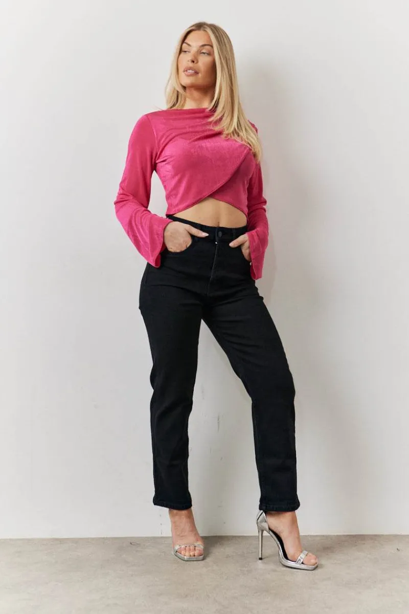 Acetate Slinky Co-Ord Wrap Crop Top|In the Style New