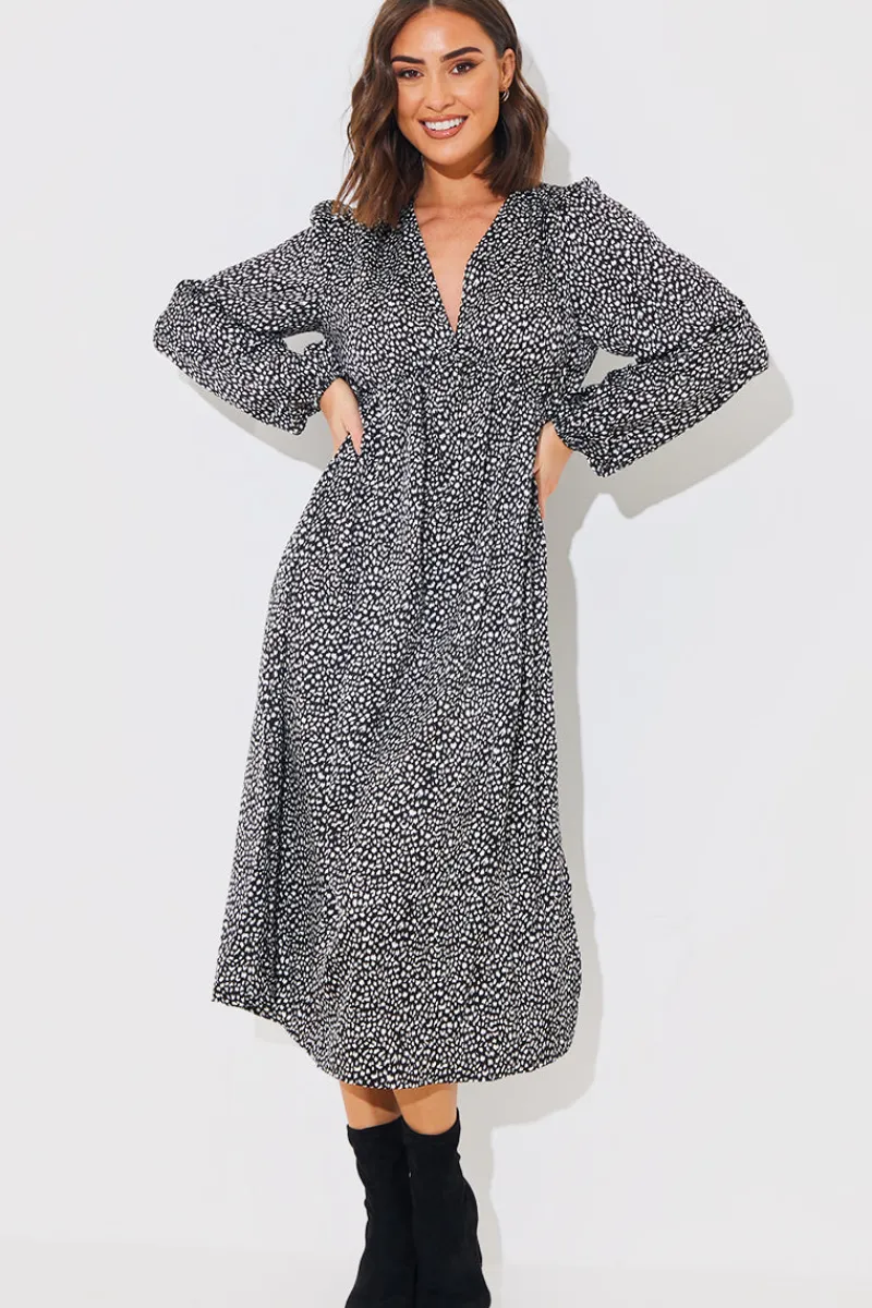 Animal Print Smock Midi Dress|In the Style Hot
