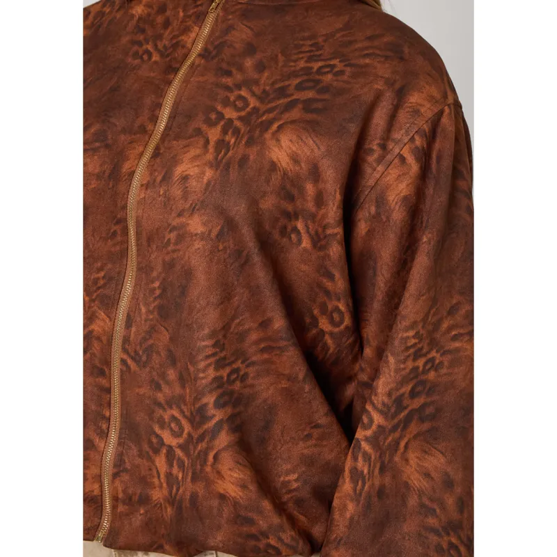 Animal Suede Bubble Hem Jacket|Urban Bliss