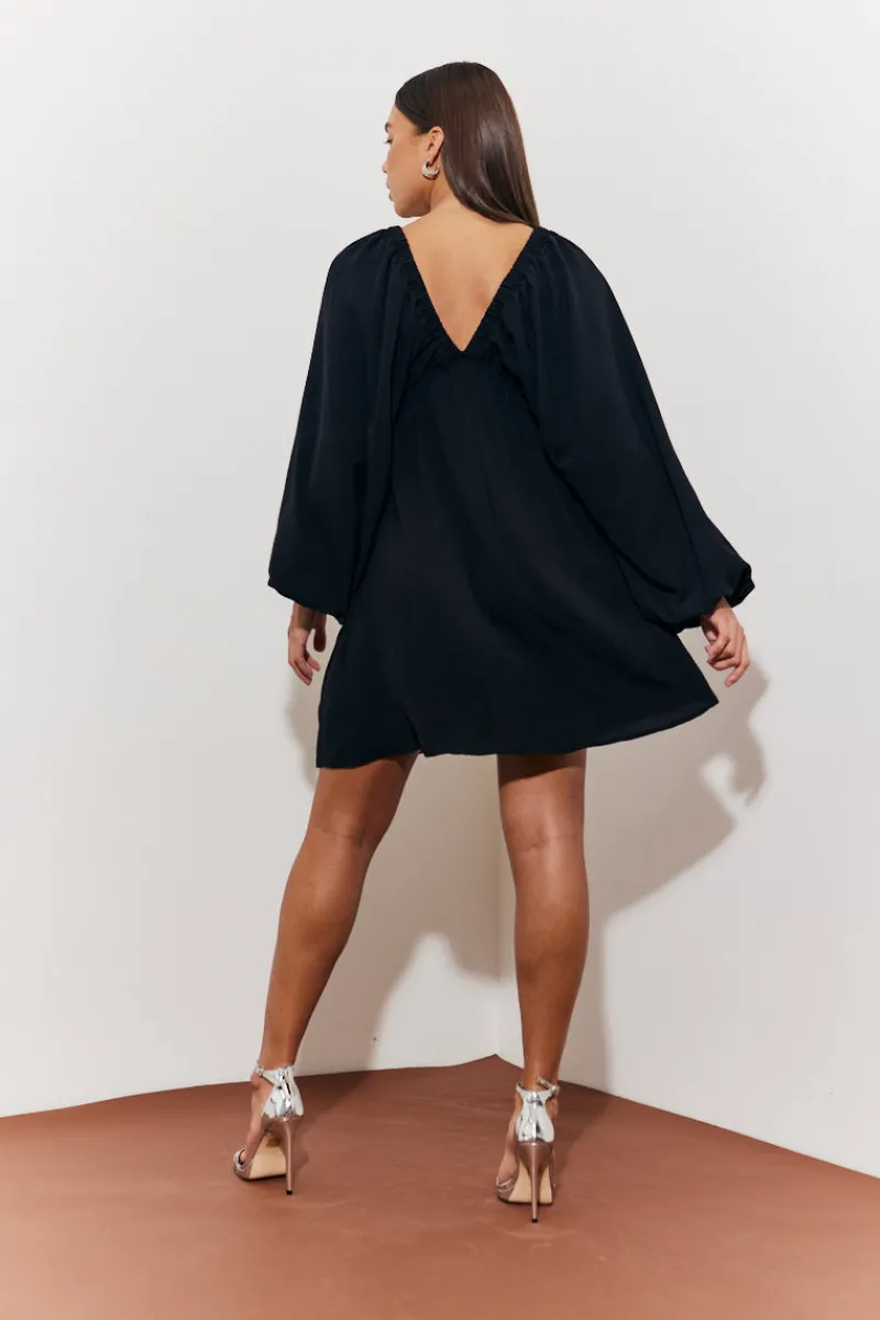 Balloon Sleeve Smock Mini Dress|In the Style