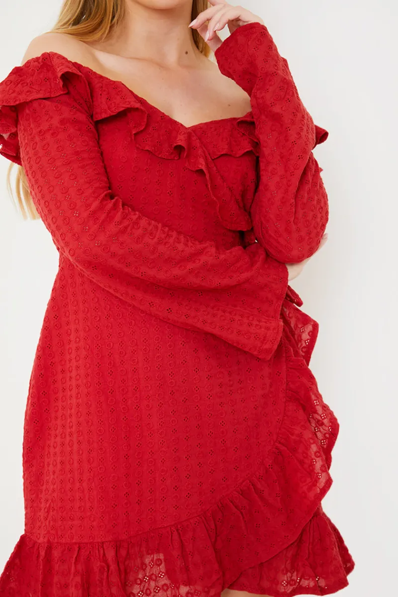 Bardot Broderie Anglaise Mini Dress|In the Style Hot