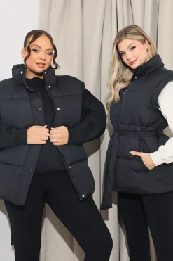 Belted Puffer Gilet|In The Style Clearance