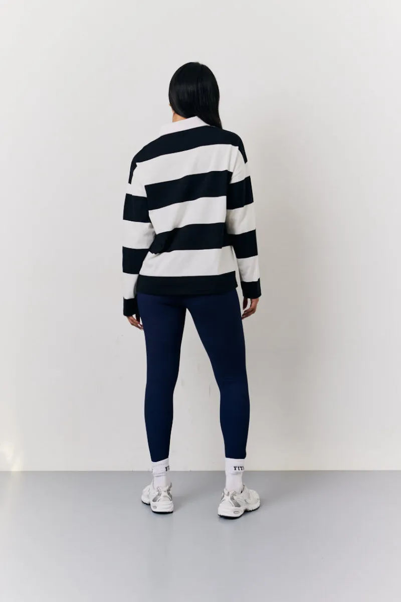 Black & White 90's Stripe Long Sleeve Rugby Shirt|In The Style Clearance