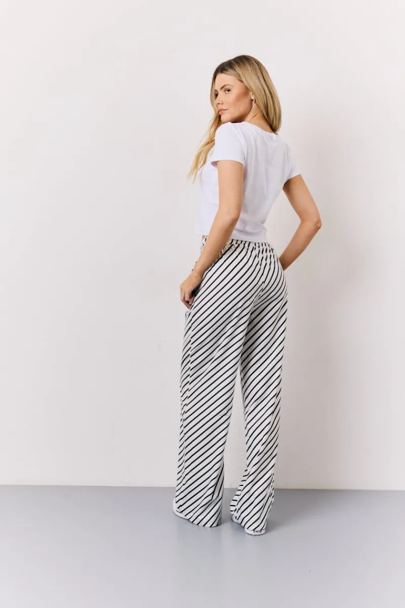 Black & White Striped Drawstring Trouser|In The Style Hot