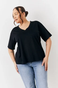 Black and White 2 Pack Slouchy V-Neck T-Shirt|In The Style Online