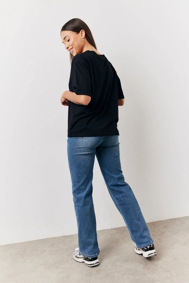 Black and White 2 Pack Slouchy V-Neck T-Shirt|In The Style Online