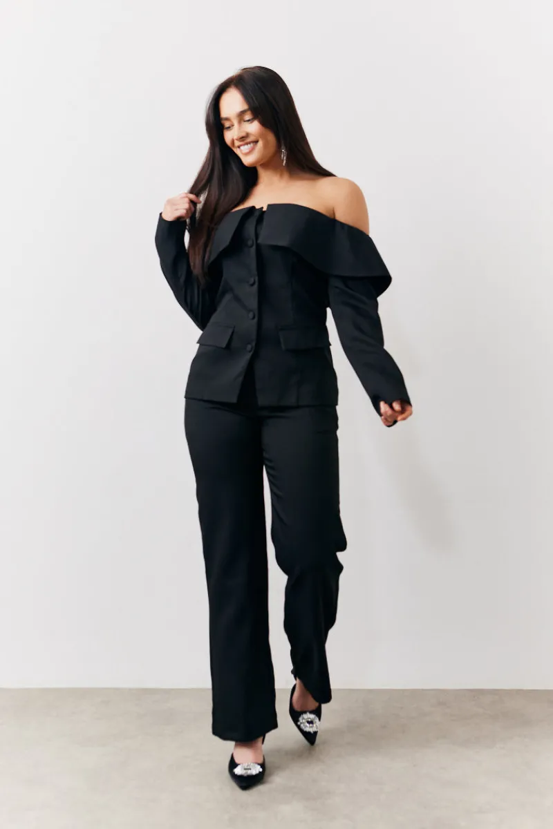 Bardot Button Through Blazer|In the Style