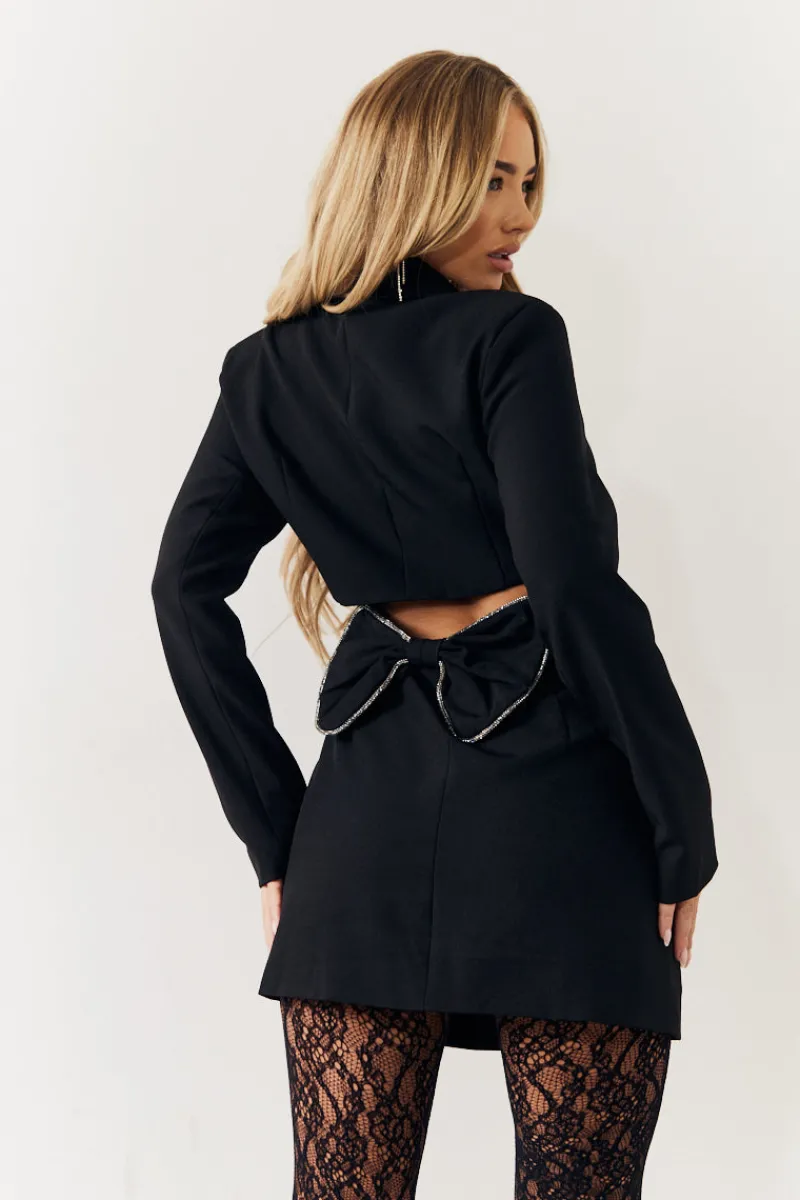 Bow Back Detail Mini Blazer Dress|In the Style