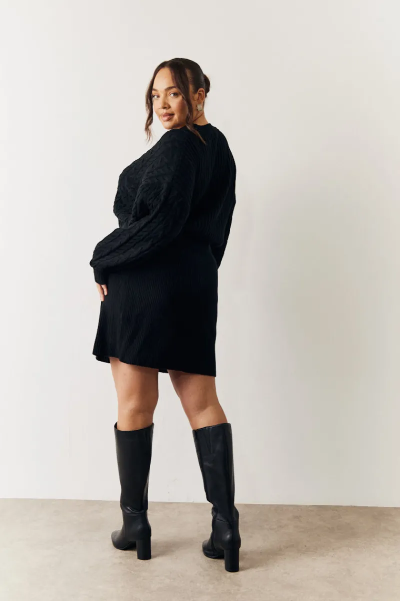 Cable Knitted Diamante Button Mini Dress|In the Style Hot