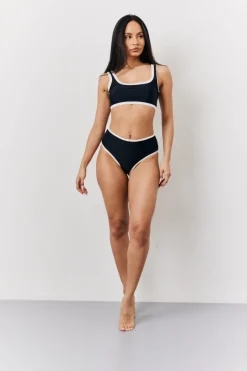 Contrast Binding High Waist Bikini Bottoms|Fits Online