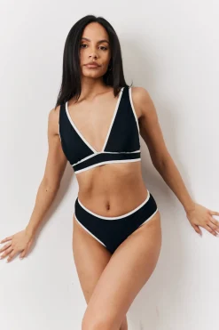 Contrast Binding Plunge Bikini Top|Fits