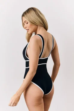 Contrast Binding Plunge Swimsuit|Fits Online