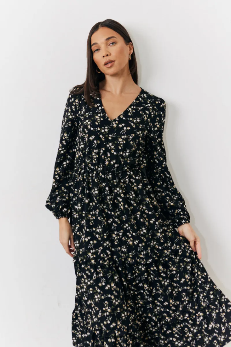 Ditsy Floral Printed Wrap Midi Dress|In The Style New