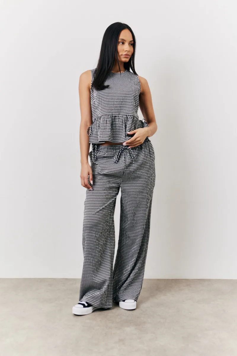 Gingham Wide Leg Trousers|In The Style New