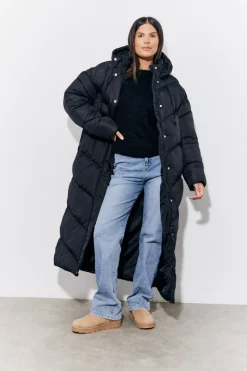 Hooded Longline Popper Puffer Coat|In the Style Hot