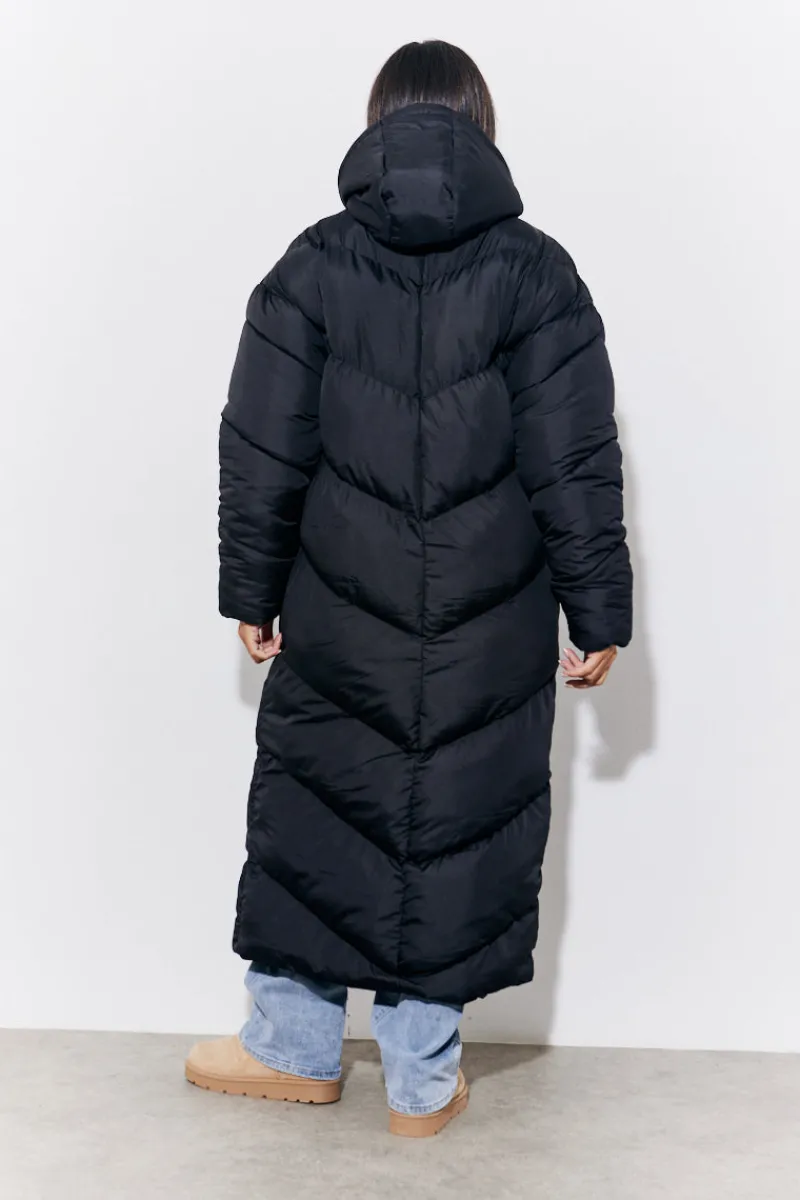 Hooded Longline Popper Puffer Coat|In the Style Hot