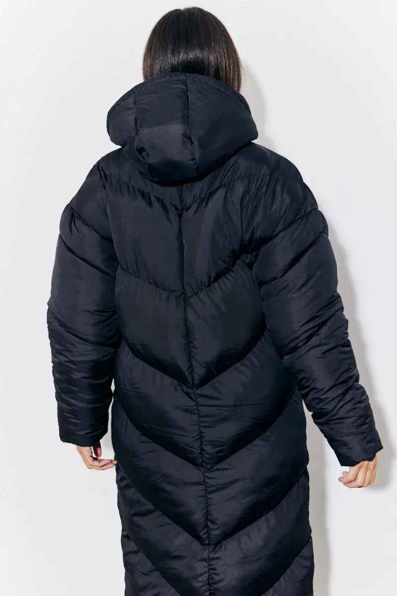 Hooded Longline Popper Puffer Coat|In the Style Hot
