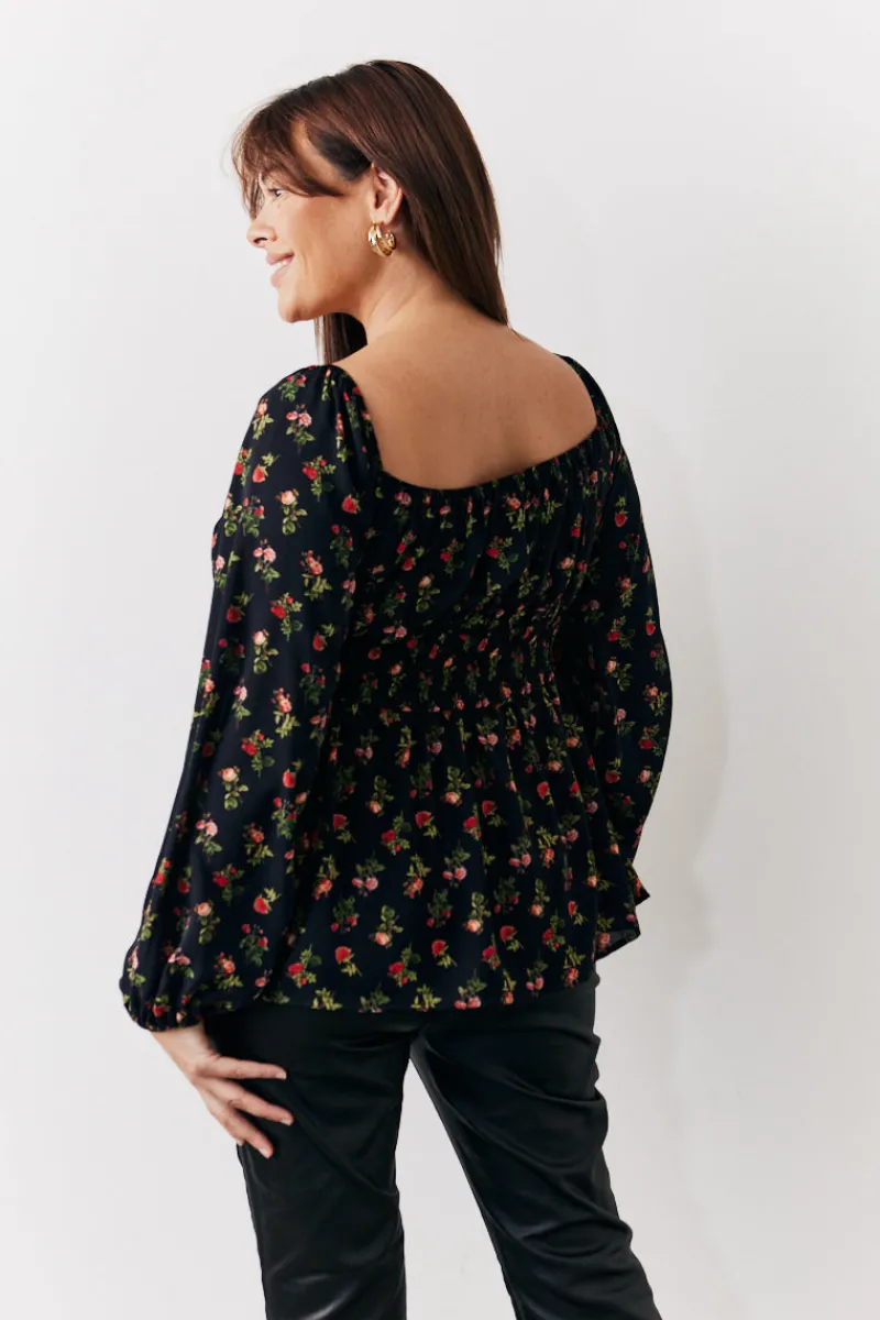 Rose Print Smock Top|In the Style New