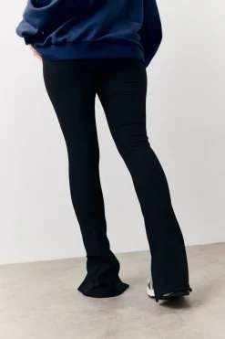 Black Sculpt & Control High Waisted Split Hem Ribbed Legging|Fits Hot