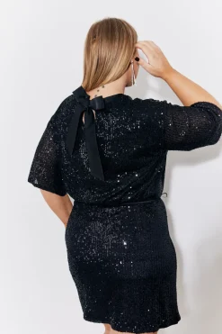 Sequin T-Shirt with Satin Bow Back|In the Style Clearance