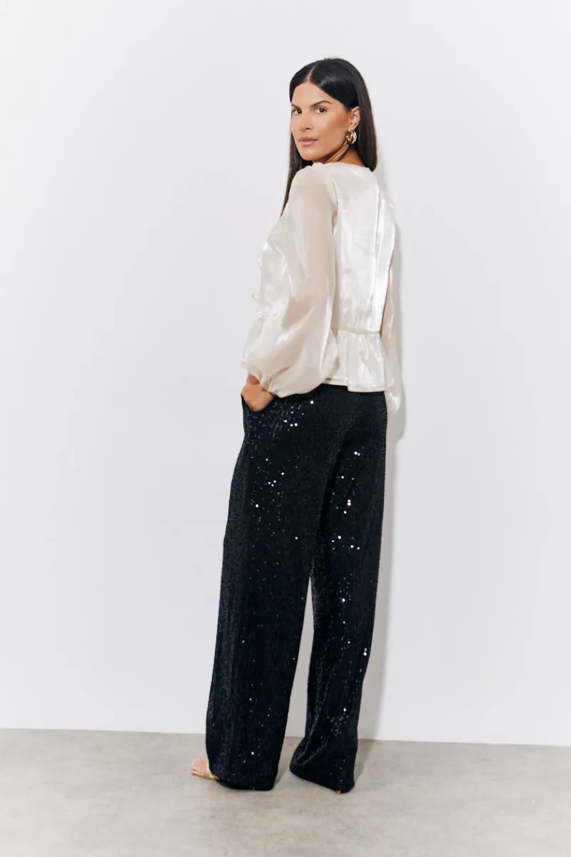 Sequin Wide Leg Trouser|In the Style Best