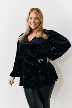 Studded Velvet Blouse|In the Style Discount