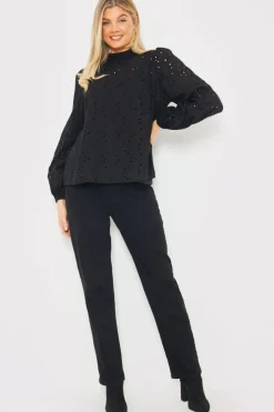 Broderie High Neck Blouse|In the Style Best