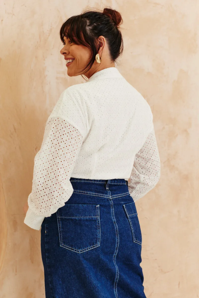 Broderie Shirt Bodysuit|In The Style Online