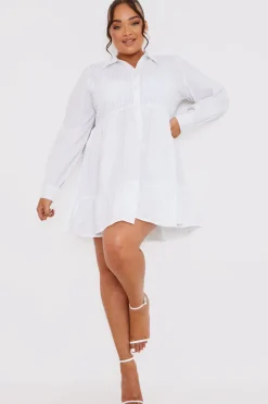 Broderie Tiered Shirt Dress|In the Style Hot