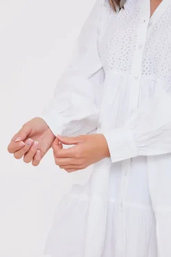 Broderie Tiered Shirt Dress|In the Style Hot