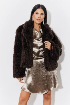 Faux Fur Collared Coat|In the Style Hot