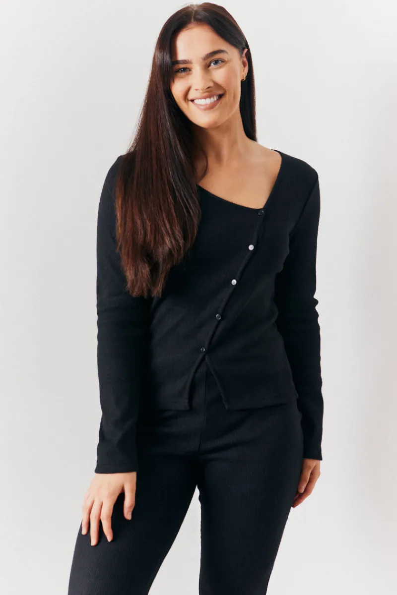 Brushed Rib Asymmetric Co-Ord Top|In the Style New