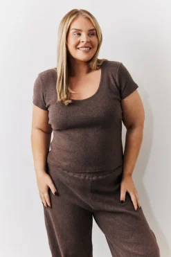 Brushed Rib Scoop Neck Co Ord Top|In The Style Clearance