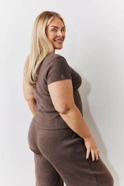 Brushed Rib Scoop Neck Co Ord Top|In The Style Clearance