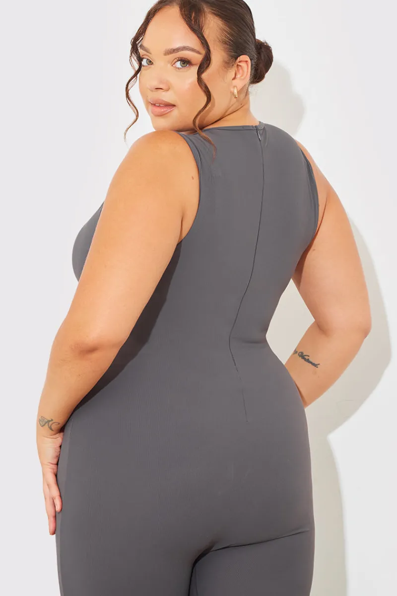 Built-In Bra Racer Neck Sleeveless Sculpt and Control Unitard|Fits Online