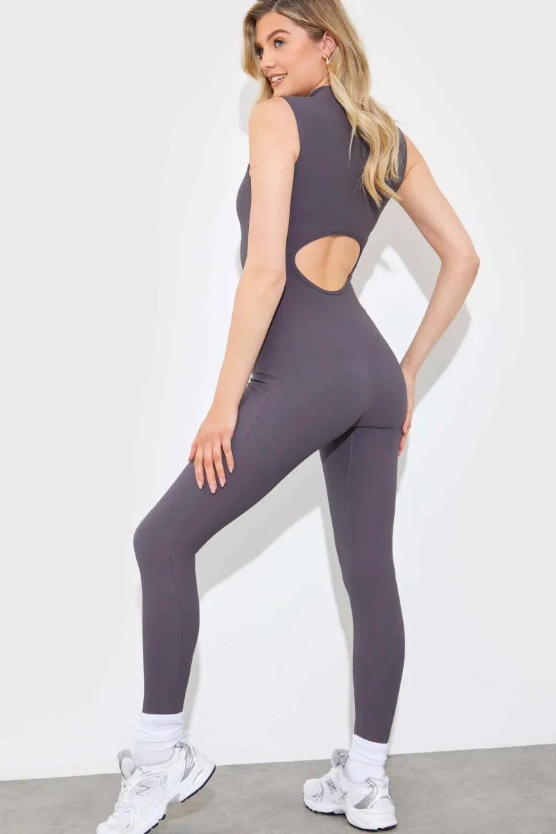 Built-In Bra Zip Front Sculpt and Control Unitard|In the Style Clearance