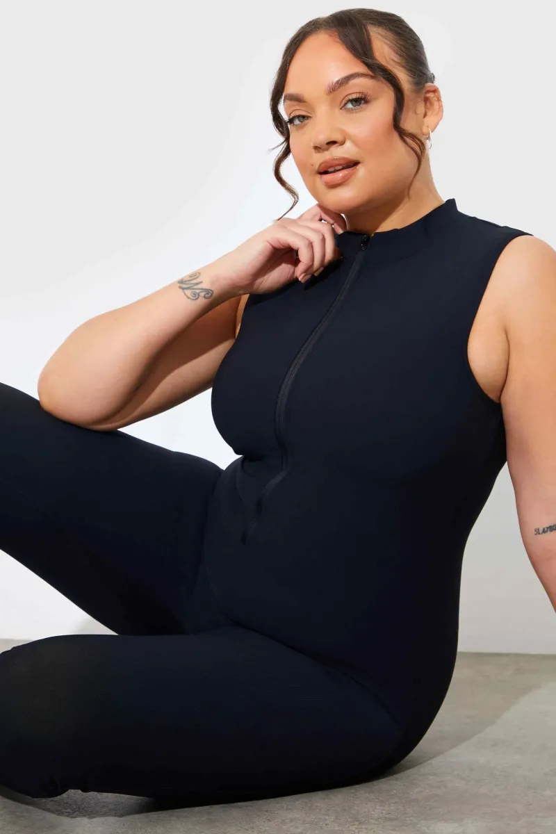 Built-In Bra Zip Front Sculpt and Control Unitard|In the Style Clearance