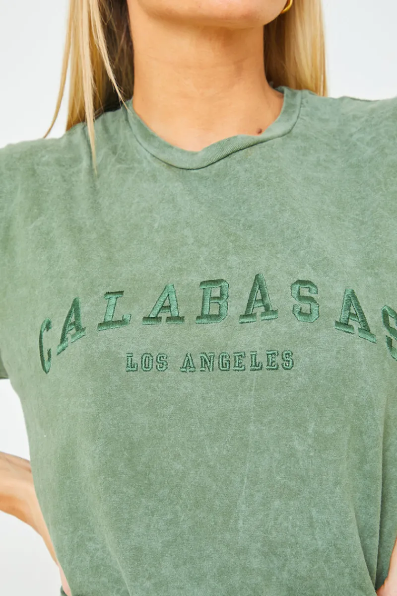 Calabasas' Acid Wash Slogan T-Shirt|In the Style Online