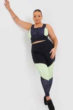 Camo Contrast Zip Crop Top|In the Style Discount