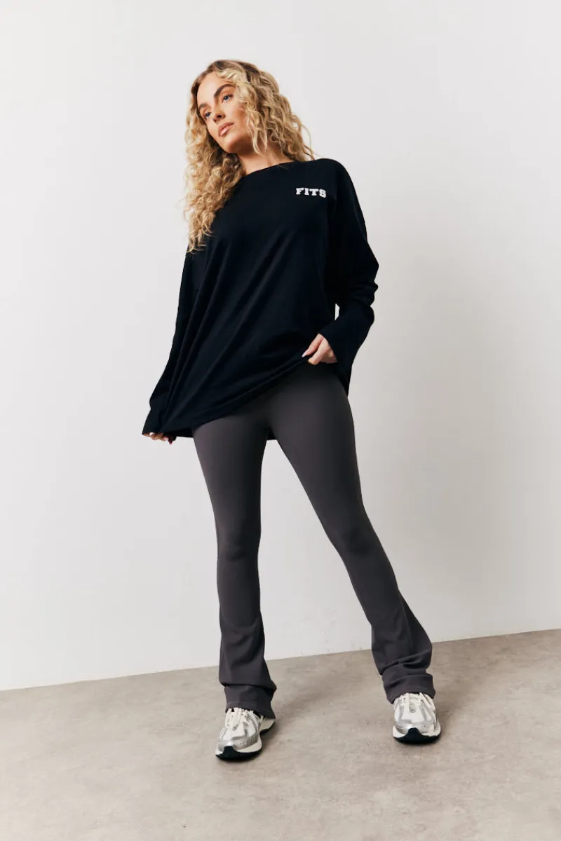 High Waisted Sculpt and Control Kick Flare Ribbed Trouser|Fits Sale