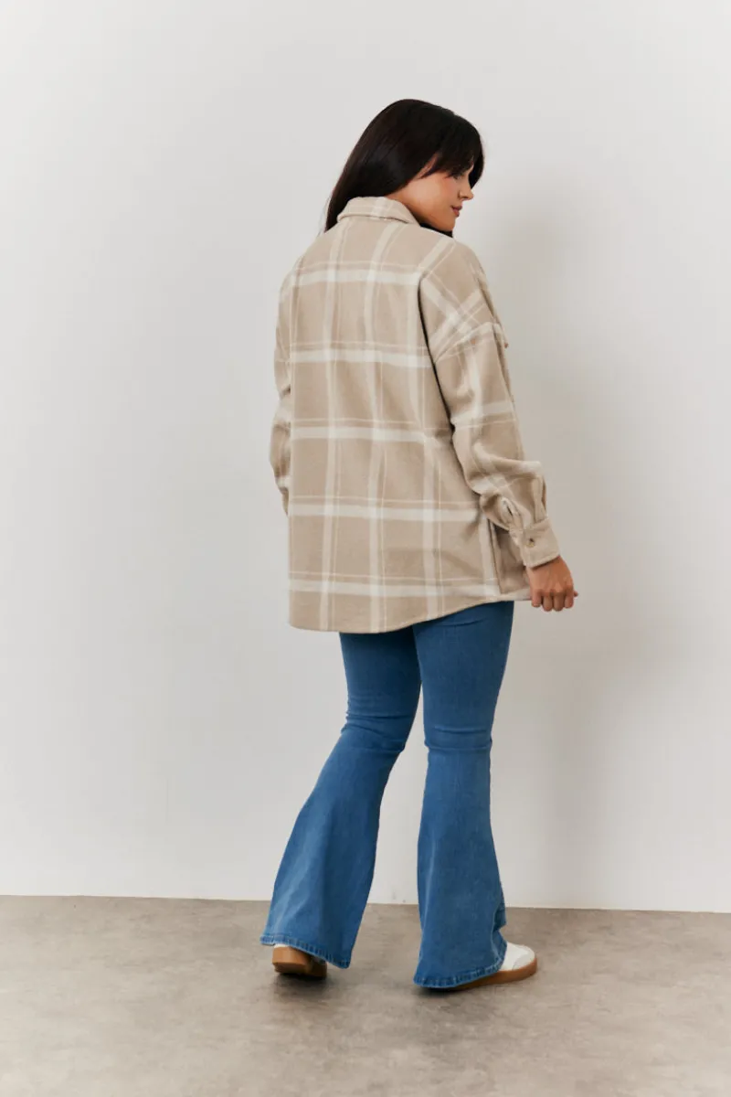 Check Button Through Shacket|In the Style