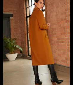 Double Breasted Longline Coat in Orange|CHI CHI LONDON Clearance
