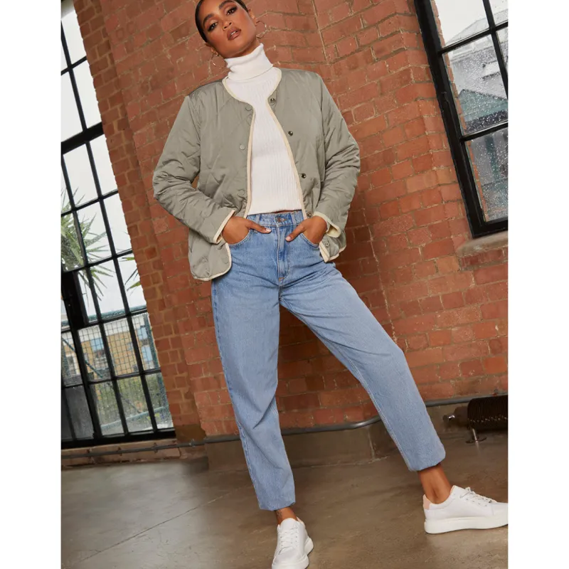 Reversible Quilted Short Jacket in Cream and Khaki|CHI CHI LONDON Hot