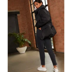 Shirred Waist Short Padded Jacket in Black|CHI CHI LONDON New