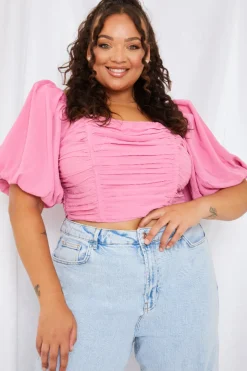 Chiffon Bandeau Balloon Sleeve Top|In the Style Outlet