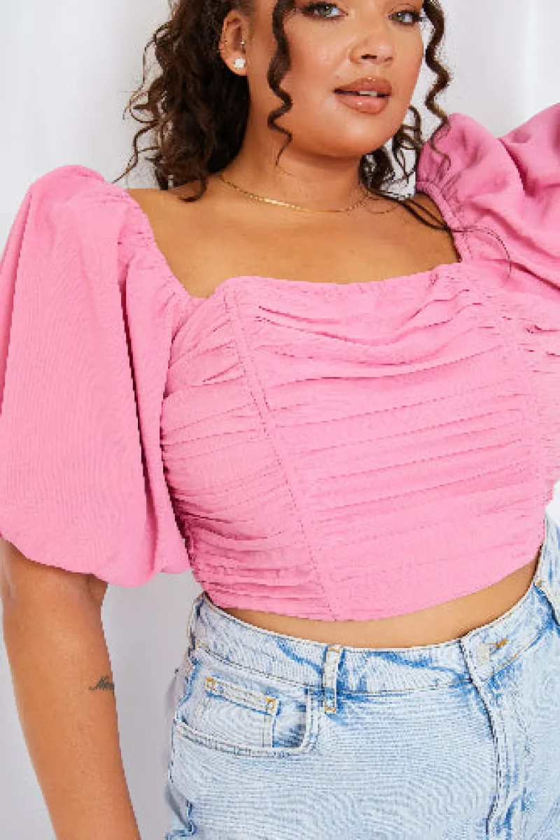 Chiffon Bandeau Balloon Sleeve Top|In the Style Outlet